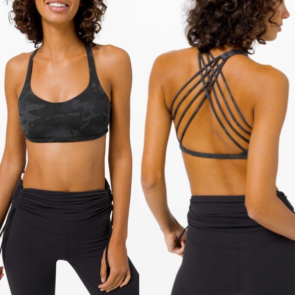 LULULEMON Free To Be Bra Wild Incognito Camo Multi Black Grey Size 10 - Picture 1 of 13